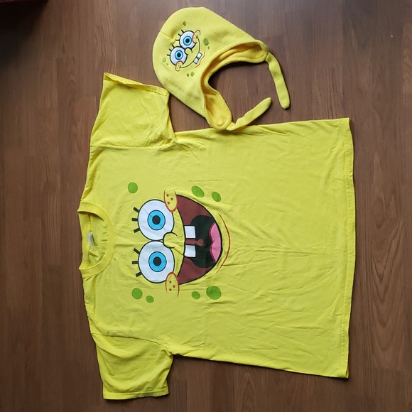 Fruit of the Loom Tops - SpongeBob Square Pants TShirt & Hat Bundle